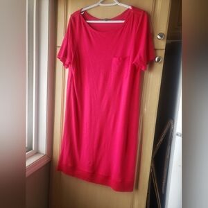 Pima Cotton Vibrant Pink Short Sleeve T-Shirt Dress Medium
